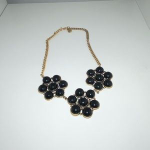 Yochi Gold Tone Necklace with Black Cabochons